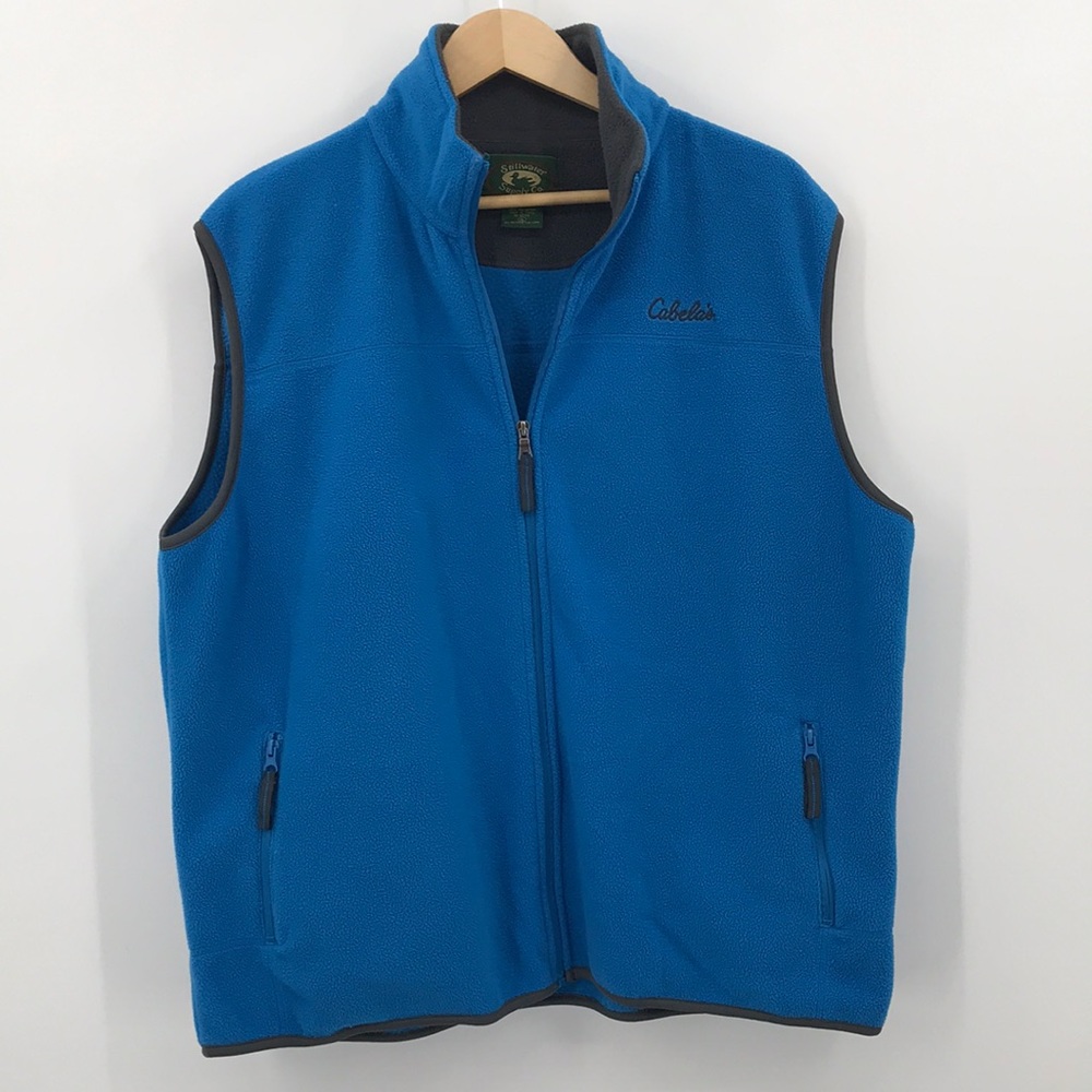 Still Water Supply embroidered Cabelas Blue Fleece Vest Men's Size XL